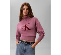 Rollkragenpullover CALVIN KLEIN JEANS, Damen, Gr. S, dusky orchid, Strick, Obermaterial: 100% Baumwolle, unifarben, regular fit taillenbedeckt, hoch geschlossener Ausschnitt, eingesetzt Bündchen, Pull