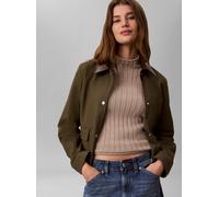 Rollkragenpullover CALVIN KLEIN JEANS "WOVEN LABEL T-NECK SWEATER", Damen, Gr. XS, beige (oatmeal melange), Web, Obermaterial: 100% Baumwolle, unifarben, regular fit taillenbedeckt, Rundhals, eingeset