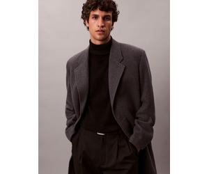 Rollkragenpullover CALVIN KLEIN "LS 100% MERINO T-NECK 14GG", Herren, Gr. L, schwarz, Strick, Obermaterial: 100% Wolle, unifarben, regular fit normal, Rundhals, eingesetzt gerader Abschluss, Pullover