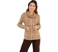 Rollkragenpullover camel-ecru-gemustert 46 Polyacryl