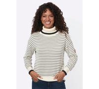 Rollkragenpullover CASUAL LOOKS "Rollkragen-Pullover", Damen, Gr. 52, weiß (champagner, schwarz, gemustert), 50% Baumwolle, 50% Polyacryl, gemustert, mehrfarbig, Pullover Rollkragenpullover (93616654-