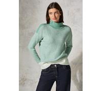 Rollkragenpullover CECIL, Damen, Gr. XL (44), grün (glaced grün melange), Web, 37% Baumwolle, 34% Polyacryl, 26% Polyester, 3% Elasthan, unifarben, normal normal, hoch geschlossener Ausschnitt, Bündch