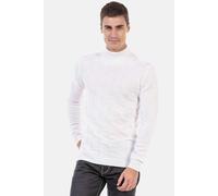 Rollkragenpullover CIPO & BAXX "Pullover", Herren, Gr. XXL, weiß, Feinstrick, 65% Polyester, 35% Viskose, unifarben, regular fit, Rundhals, Pullover Rollkragenpullover, mit kariertem Strickmuster, CP2