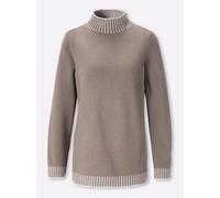 Rollkragenpullover CLASSIC BASICS "Rollkragen-Pullover", Damen, Gr. 42, taupe, 100% Polyacryl, gemustert, Pullover Rollkragenpullover (23820929-42) taupe