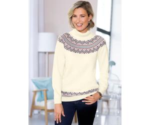 Rollkragenpullover CLASSIC BASICS "Rollkragen-Pullover", Damen, Gr. 48, weiß (ecru, jade, gemustert), 100% Polyacryl, gemustert, mehrfarbig, Pullover Rollkragenpullover (34342532-48) ecru, jade, gemus