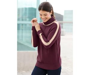 Rollkragenpullover CLASSIC BASICS "Rollkragen-Pullover", Damen, Gr. 50, rot (burgund, beige), 100% Polyacryl, gemustert, mehrfarbig, Pullover Rollkragenpullover (95616264-50) burgund, beige