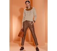 Rollkragenpullover CREATION L "Pullover", Damen, Gr. 40, beige (champagner, cognac, gemustert), 46% Modal, 40% Polyacryl, 14% Polyamid, gemustert, Pullover Rollkragenpullover (23213735-40) champagner,