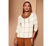 Rollkragenpullover CREATION L "Pullover", Damen, Gr. 48, braun (champagner, cognac), 50% Baumwolle, 50% Polyacryl, gemustert, kariert, Pullover Rollkragenpullover (16990660-48) champagner, cognac
