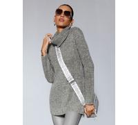 Rollkragenpullover CREATION L "Woll-Alpaka-Mix-Pullover", Damen, Gr. 44, hellgrau, anthrazit, meliert, 30% Wolle, 22% Polyacryl, 20% Polyamid, 18% Alpaka, 10% metallisierte Fasern, bedruckt, gemustert