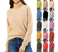Rollkragenpullover Damen Baumwolle Thermo Langarmshirt Einfarbig Strickpullover Herbst Winter Merinowolle Pullover Slim Fit Warm Unterhemd Bequem Atmungsaktiv Unterbekleidung Rollkragen Strickpulli