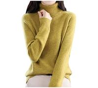 Rollkragenpullover Damen Elegant Langarm Pulli Basic Casual Rollkragenshirt Einfarbig Turtleneck Strickpullover Gestrickt Stretch T-Shirt Strickpullover Für Winter Ribbed Strick Pullover Tops