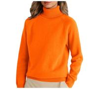 Rollkragenpullover Damen Elegant Langarm Pulli Basic Casual Rollkragenshirt Einfarbig Turtleneck Strickpullover Gestrickt Stretch Strickpullover Für Winter Baumwoll Pullover Tops