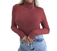 Rollkragenpullover Damen Lang | Pullover Kurzarm Damen Feinstrick | Pulli Strick Thermooberteil Locker Rollkragenshirt Elegant Oberteile Casual Bequeme Sweater Sexy T Shirt Basic Strickoberteile