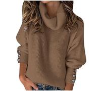 Rollkragenpullover Damen Lang, Turtleneck Pullover Damen Grobstrick Weich Damenpullover Langarm Lose Strickpullover Leichter Rollkragenpullover Mit Zopfmuster Pullover Damen Winter Rollkragenshirt
