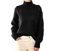 Rollkragenpullover Damen, Oversize Pullover Damen Rollkragen Langarm Grobstrickpullover Damen Zopfmuster Pullover Damen Weihnachtspullover Damen Norweger Pullover Damen Rolli