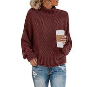 Rollkragenpullover Damen Pullover Grobstrick Sweater Strickpullover Rollkragenpulli Sweatshirt Gestricktes Langarmshirt Oversize Strickshirt Oberteile Tunika Top Bluse Sportshirt für Herbst Winter