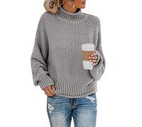 Rollkragenpullover Damen Pullover Grobstrick Sweater Strickpullover Rollkragenpulli Sweatshirt Gestricktes Langarmshirt Oversize Strickshirt Oberteile Tunika Top Bluse Sportshirt für Herbst Winter