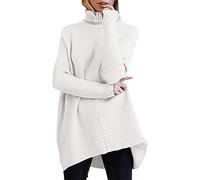 Rollkragenpullover Damen Schwarz, Grobstrickpullover Damen, Strickwaren Stehkragen Langärmliges Sweater Stricken Pulloverjacke Warme Klobig Longshirt Einfarbig Klassischer Outwear Lässiges Weiches