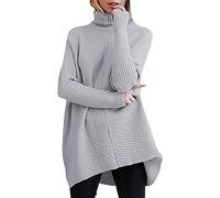 Rollkragenpullover Damen Schwarz, Grobstrickpullover Damen, Strickwaren Stehkragen Langärmliges Sweater Stricken Pulloverjacke Warme Klobig Longshirt Einfarbig Klassischer Outwear Lässiges Weiches