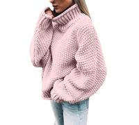 Rollkragenpullover Damen, Strickpullover Damen Grobmaschig Oversized Strickpullover Langarm Basic Baumwoll Rolli Sweater Damen Weihnachtspullover Damen Kaschmir Damen Norweger Rollkragenpullover