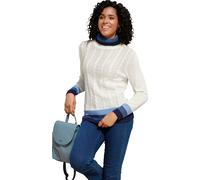 Rollkragenpullover ecru-marine 46 Polyacryl