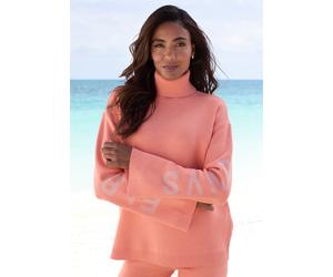 Rollkragenpullover ELBSAND, Damen, Gr. 32/34, orange (aprikose), Strick, Obermaterial: 50% Viskose, 28% Polyester, 22% Nylon, meliert, unifarben, hüftlang, Rippstrickbündchen, Pullover Rollkragenpullo