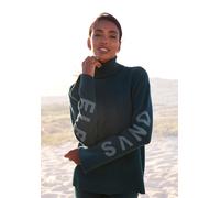 Rollkragenpullover ELBSAND, Damen, Gr. 48/50, blau (petrol), Strick, Obermaterial: 50% Viskose, 28% Polyester, 22% Nylon, meliert, unifarben, hüftlang, Rippstrickbündchen, Pullover Rollkragenpullover,