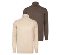 Rollkragenpullover FELIX HARDY "Rollkragenpullover 2er-Pack", Herren, Gr. L, beige (beige, braun), 100% Baumwolle, hoch geschlossener Ausschnitt, Pullover Rollkragenpullover (38269907-L) beige, braun