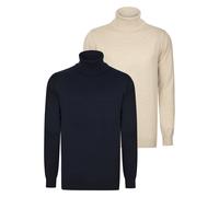 Rollkragenpullover FELIX HARDY "Rollkragenpullover 2er-Pack", Herren, Gr. L, beige (beige, navy), 100% Baumwolle, Pullover Rollkragenpullover (81252652-L) beige, navy