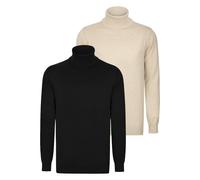 Rollkragenpullover FELIX HARDY "Rollkragenpullover 2er-Pack", Herren, Gr. S, bunt (beige, schwarz), 100% Baumwolle, hoch geschlossener Ausschnitt, Pullover Rollkragenpullover (92956418-S) beige, schwa