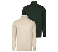 Rollkragenpullover FELIX HARDY "Rollkragenpullover 2er-Pack", Herren, Gr. XXL, beige (beige, grün), 100% Baumwolle, hoch geschlossener Ausschnitt, Pullover Rollkragenpullover (59371639-XXL) beige, grü