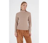 Rollkragenpullover FRESHLIONS "Havin", Damen, Gr. XL, beige, 98% Polyester, 2% Elasthan, unifarben, normal, hoch geschlossener Ausschnitt, Pullover Rollkragenpullover, mit Stehkragen (94165913-XL) bei