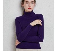 Rollkragenpullover Für Damen - Modischer Damen-Kaschmir-Strickpullover, Dunkellila Herbst-Winter-Warmer Rollkragen-Pullover Mit Streifen, Elastische, Schmale, Lange Ärmel, Elegantes Weihnachtsges