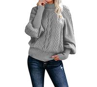 Rollkragenpullover Für Damen, Pullover Damen Elegant Grobstrick Weich Damenpullover Langarm Lose Strickpullover Basic Slim Fit Stretch Pullover Damen Winter Longpullover Für Damen