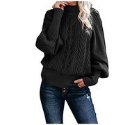 Rollkragenpullover Für Damen, Pullover Damen Elegant Rollkragenshirt Cable Knit Elegant Langarm Tops Basic Slim Fit Stretch Longpullover Für Damen Strickpullover Damen Lang
