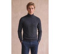Rollkragenpullover FYNCH-HATTON, Herren, Gr. 4XL, schwarz (navy), Strick, Obermaterial: 100% Wolle, meliert, regular fit hüftbedeckend, Rundhals, Flachstrickbündchen, Pullover Rollkragenpullover, aus