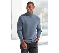 Rollkragenpullover H.I.S, Herren, Gr. L (52/54), blau, Strick, Obermaterial: 50% Baumwolle, 50% Polyacryl, regular fit, Rundhals, Bündchen, Pullover Rollkragenpullover (71891527-L) blau