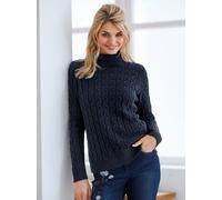 Rollkragenpullover HEINE "Rollkragen-Pullover", Damen, Gr. 36, blau (marine), 60% Viskose, 40% Baumwolle, unifarben, Pullover Rollkragenpullover (90962918-36) marine