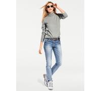 Rollkragenpullover HEINE "Rollkragen-Pullover", Damen, Gr. 38, grau (grau, melange), 100% Baumwolle, unifarben, Pullover Rollkragenpullover (30869744-38) grau, melange