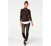 Rollkragenpullover HEINE "Rollkragen-Pullover", Damen, Gr. 40, braun (schokobraun), 100% Baumwolle, unifarben, Pullover Rollkragenpullover (66473004-40) schokobraun