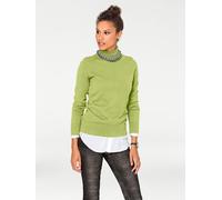 Rollkragenpullover HEINE "Rollkragen-Pullover", Damen, Gr. 44, grün (kiwi), 100% Baumwolle, unifarben, Pullover Rollkragenpullover (11400740-44) kiwi