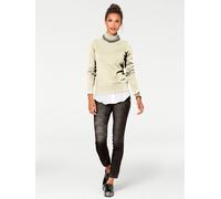 Rollkragenpullover HEINE "Rollkragen-Pullover", Damen, Gr. 44, weiß (sanftes weiß), 100% Baumwolle, unifarben, Pullover Rollkragenpullover (55043434-44) sanftes weiß