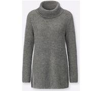Rollkragenpullover hellgrau-anthrazit-meliert 44