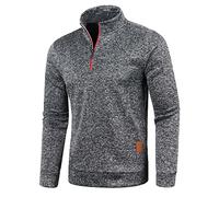Rollkragenpullover Herre Half Zip Pullover Herren Vintage Einfarbig Grosse Grössen Casual Herren ArbeitsPullover Winter Warm Classic Vintage Britischer Stil Quarter Zip Pulli Herren Business