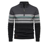 Rollkragenpullover Herre, Pullover mit Reißverschluss Kragen Langarm Einfarbig Casual Pullover Sweatshirt Herren Herbst Winter Warm Soft Classic Einfach Half Zip Leichter Fleece Pullover Herren