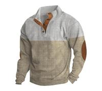 Rollkragenpullover Herren Cord Sweatshirt Knöpftes Langarmshirts Sweatshirt Jacke Longsleeve Casual Sweater Oversized Hoodie Herren Pullover Sweatjacke Weihnachtspullover ohne Kapuze(#B Light Gray,XL)