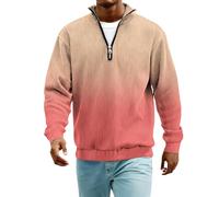 Rollkragenpullover Herren Cord Sweatshirt Quarter Zip V-Ausschnitt Langarmshirt Business Shirts Sweatshirt Jacke Gerippter Winter Thermohemd Pullover Weich Sweaters Freizeit Pulli(#C Saffron,L)
