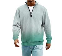 Rollkragenpullover Herren Cord Sweatshirt Quarter Zip V-Ausschnitt Langarmshirt Business Shirts Sweatshirt Jacke Gerippter Winter Thermohemd Pullover Weich Sweaters Freizeit Pulli(#C Mint Green,4XL)