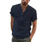 Rollkragenpullover Herren Gestreifte Herren Freizeithemd Hemd Herren Langarm Kaftan Herren Langarm Herren Unterhemden Weiss Herren Outfit Bügelpuppe Für Hemden Arabische Kleidung（3-Dark Blue，XL）