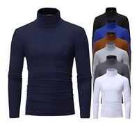 Rollkragenpullover Herren Langarm - Regular Fit Langarmshirt, Longsleeve Sweatshirt, Elastisch Einfarbig Unterzieh-Pullover aus Baumwolle